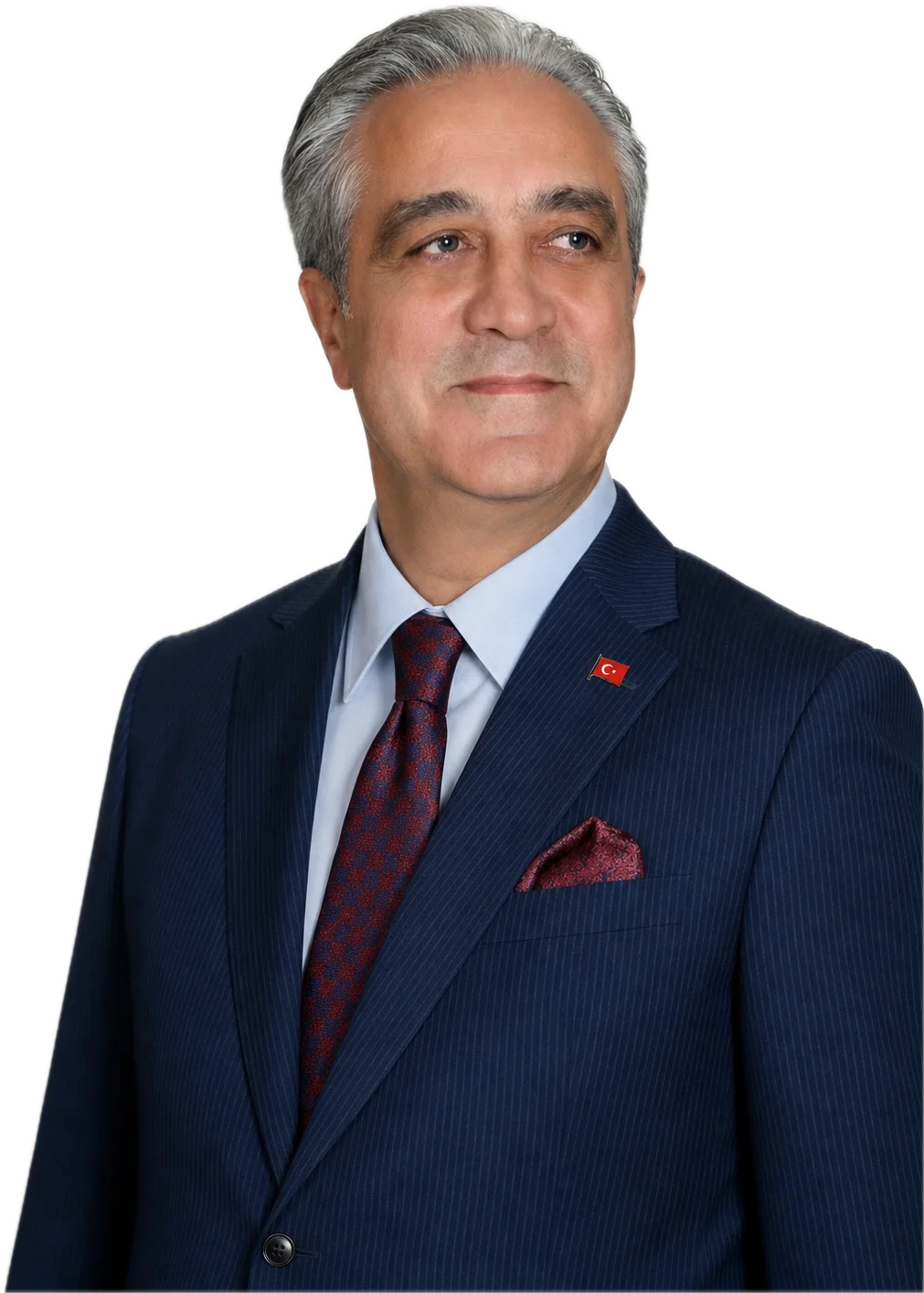 Hüsnü Yalçın, lacivert takım elbiseli portre